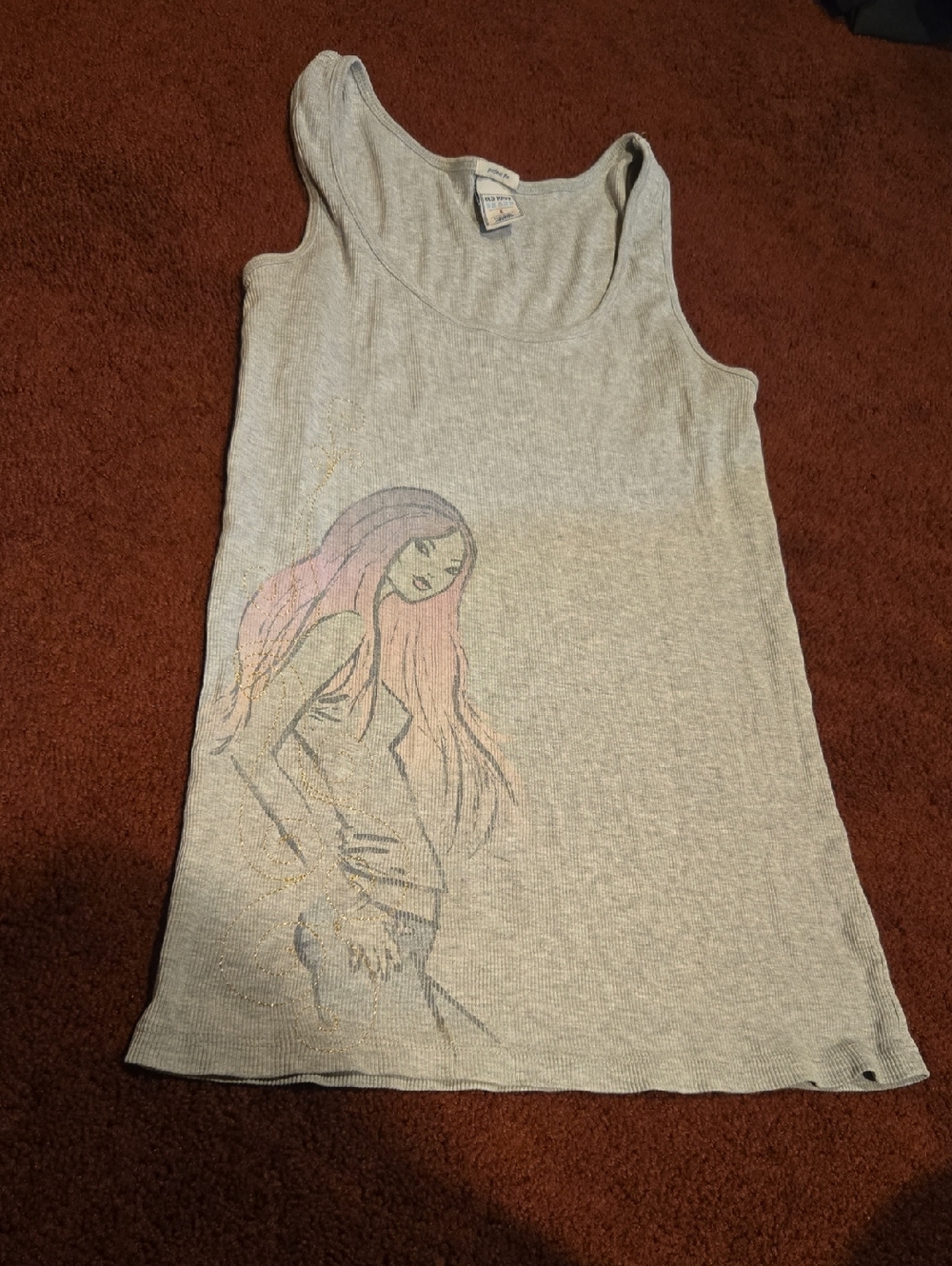 Old Navy Gray Tank Top with Pink Graphic